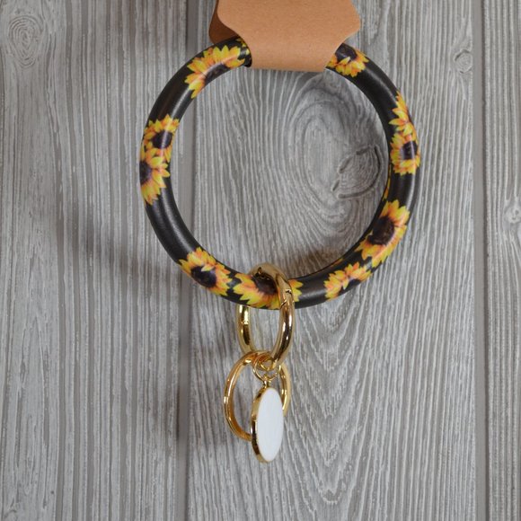 Accessories - NWT Key Ring Sunflower Wristlet Keyring Bracelet